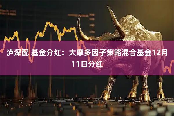 泸深配 基金分红：大摩多因子策略混合基金12月11日分红